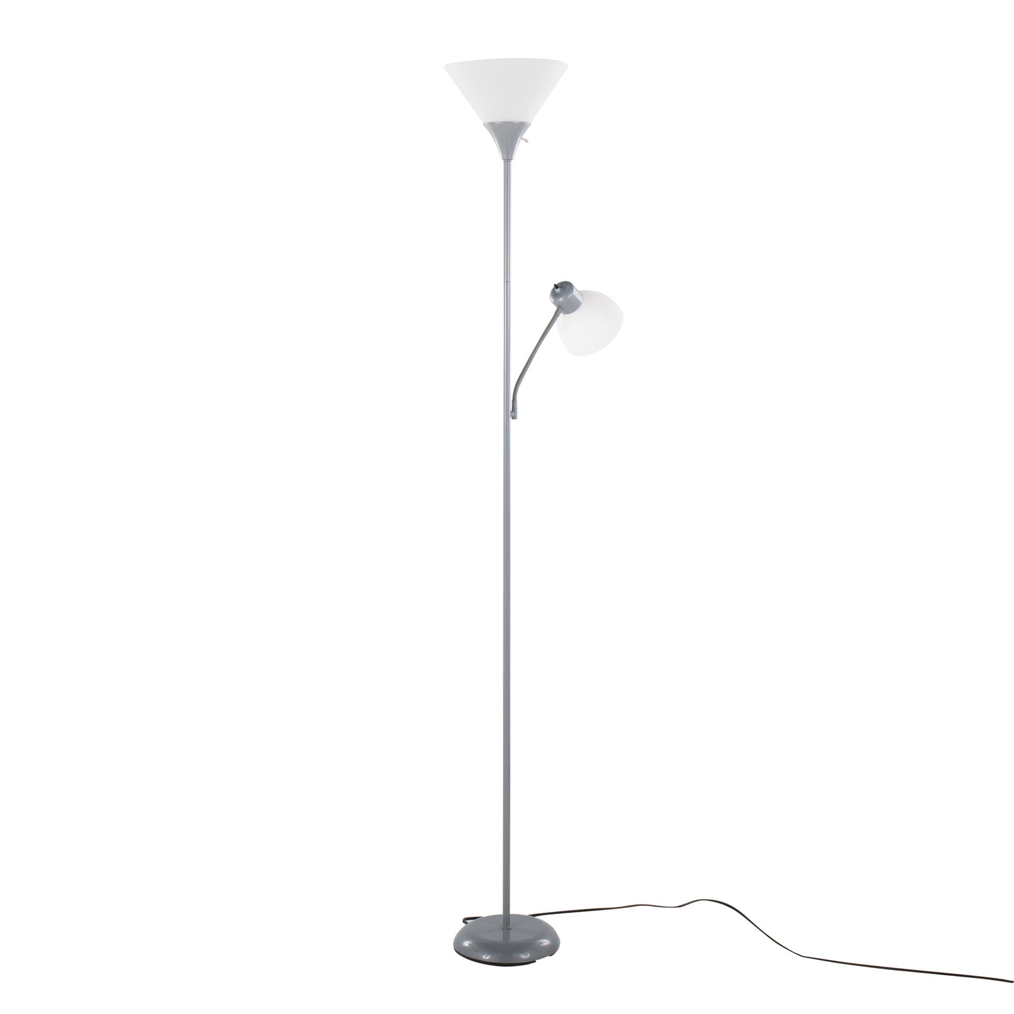 Dual Pix 72" Metal Floor Lamp - Silver Metal, Frosted White Plastic