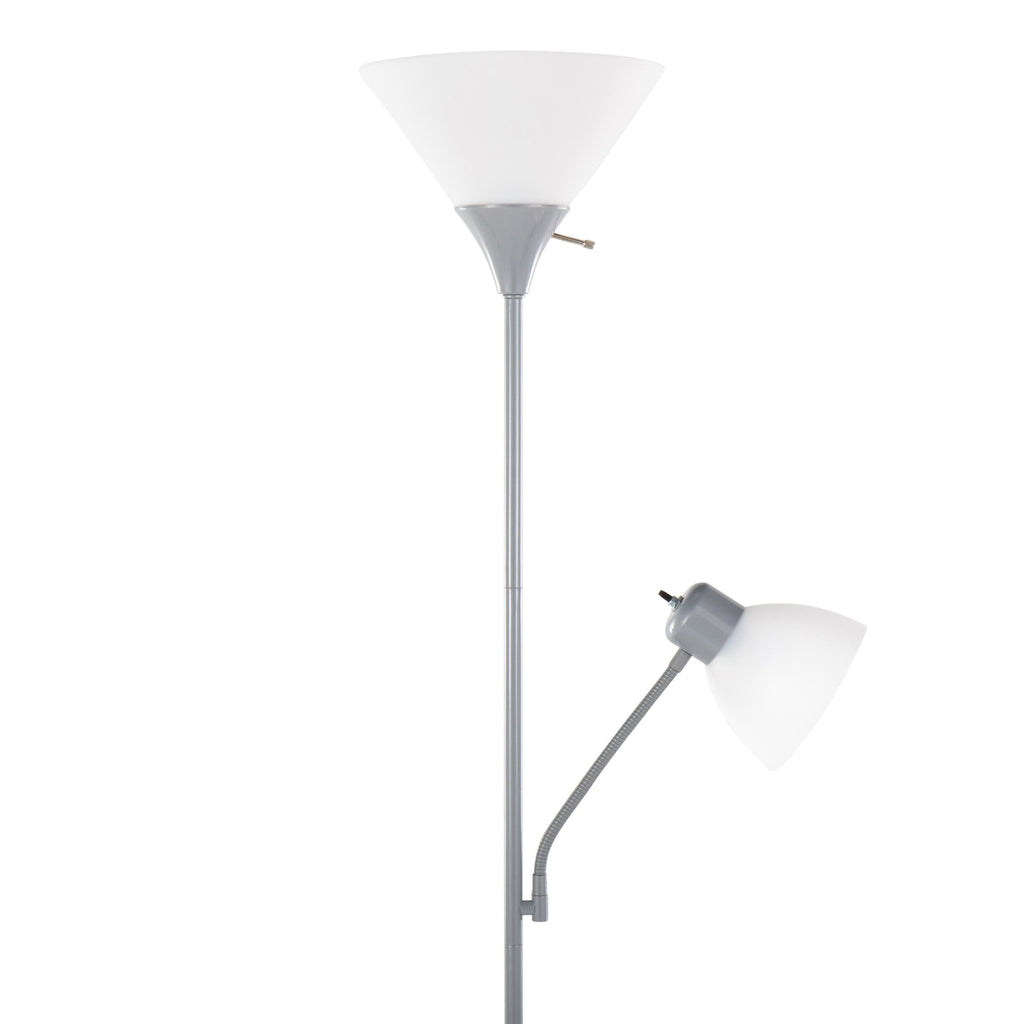 Dual Pix 72" Metal Floor Lamp - Silver Metal, Frosted White Plastic