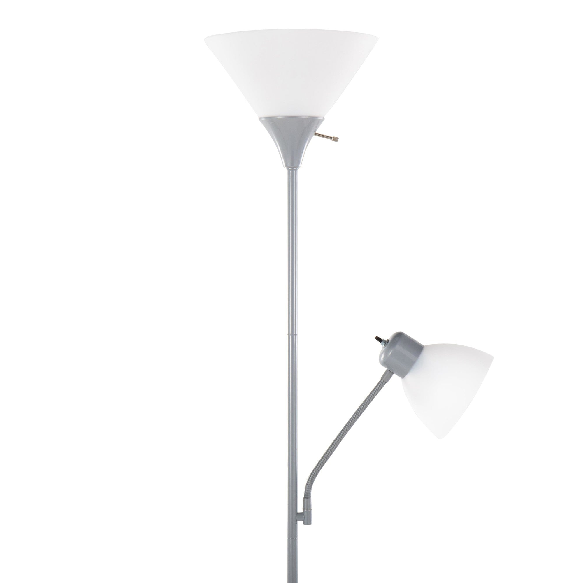 Dual Pix 72" Metal Floor Lamp - Silver Metal, Frosted White Plastic