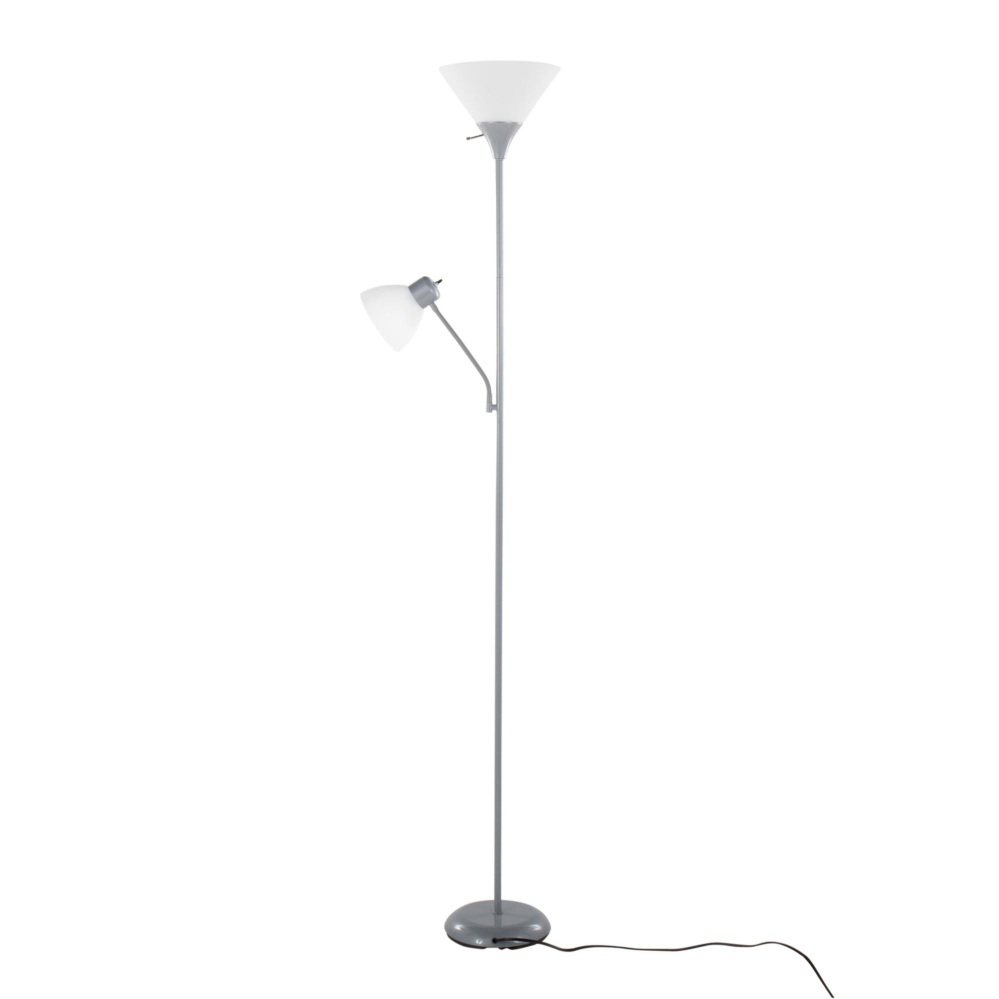 Dual Pix 72" Metal Floor Lamp - Silver Metal, Frosted White Plastic