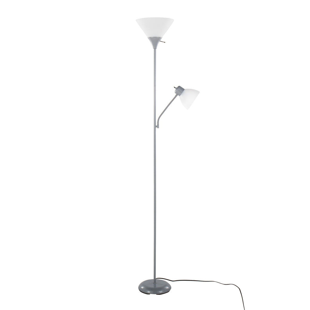 Dual Pix 72" Metal Floor Lamp - Silver Metal, Frosted White Plastic