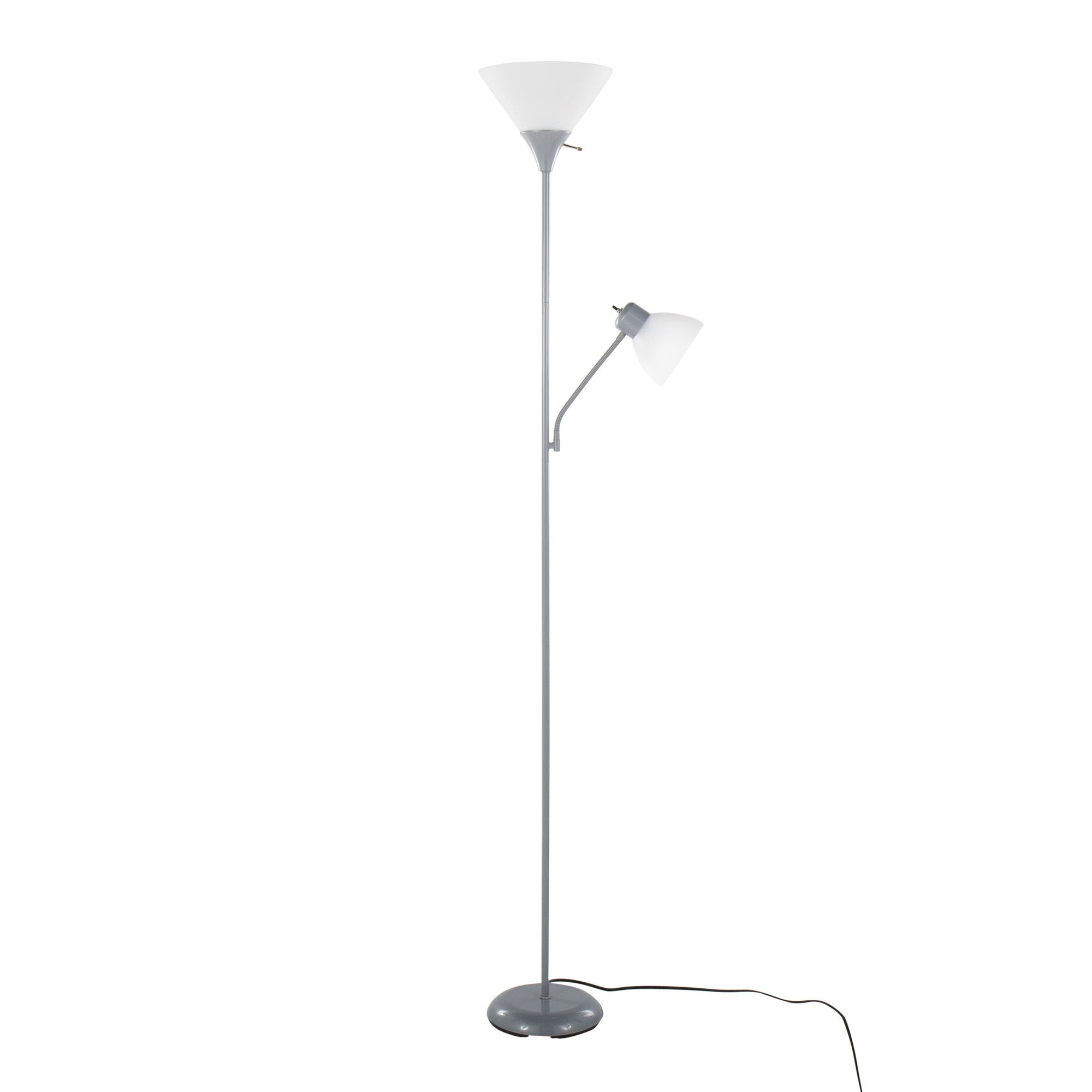 Dual Pix 72" Metal Floor Lamp - Silver Metal, Frosted White Plastic