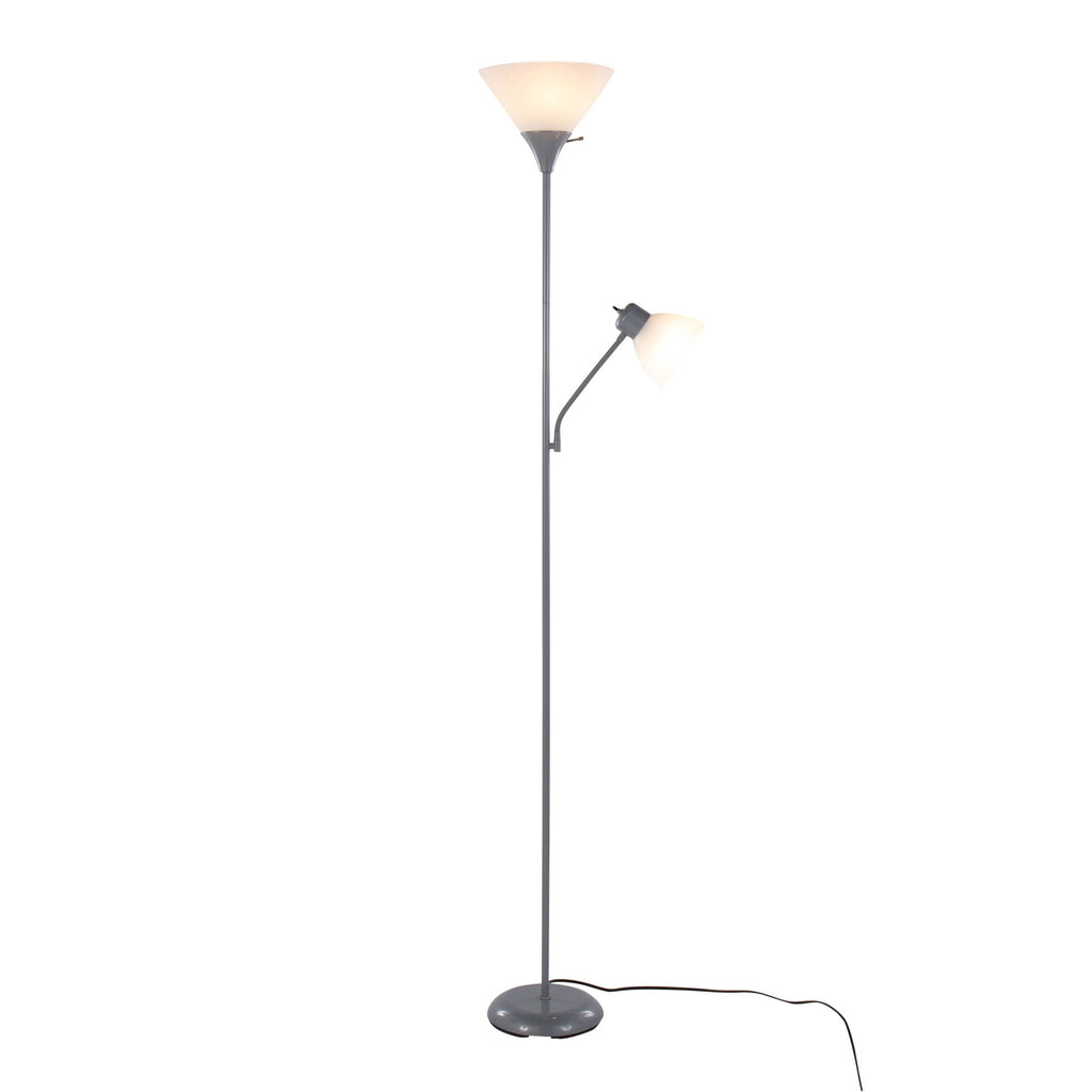 Dual Pix 72" Metal Floor Lamp - Silver Metal, Frosted White Plastic