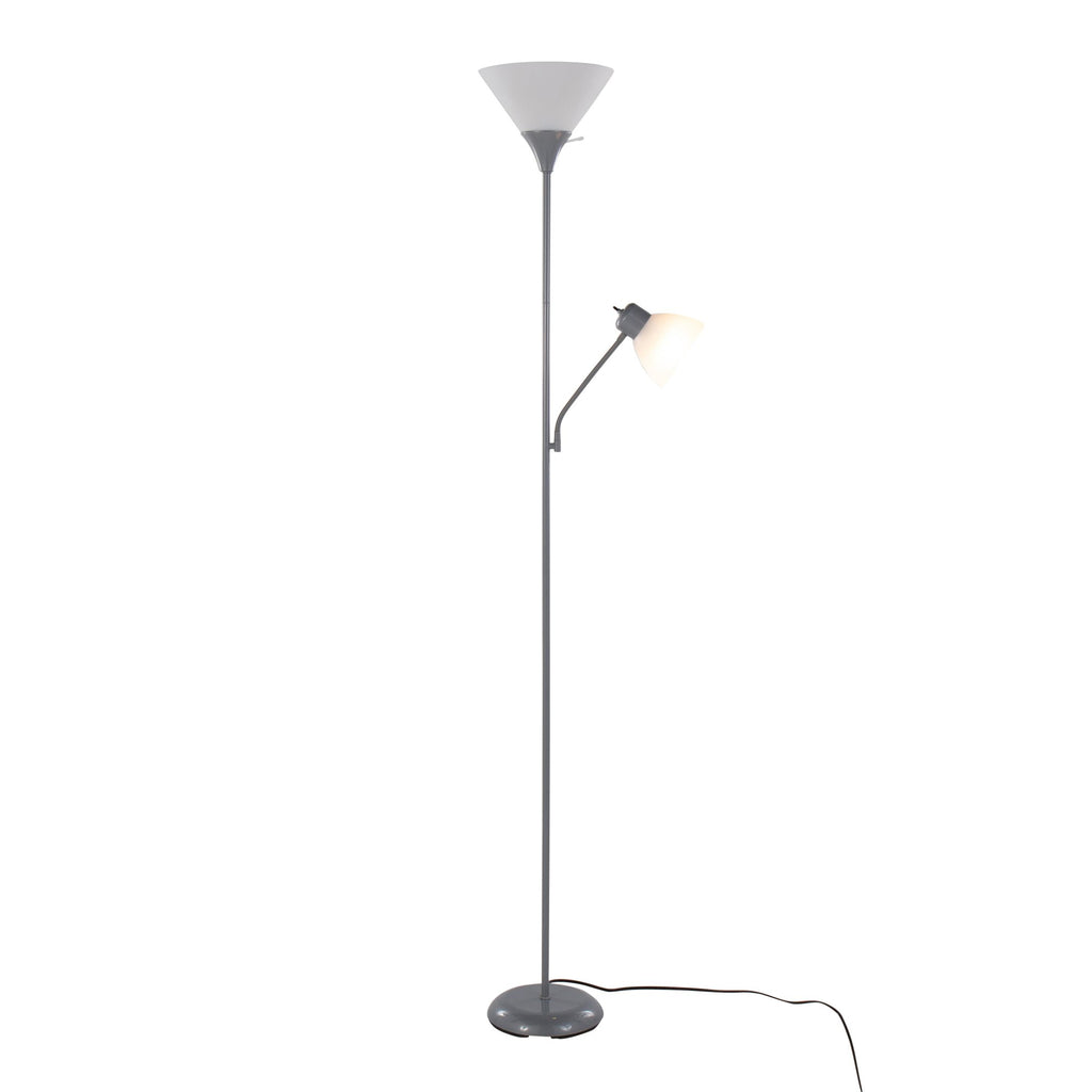 Dual Pix 72" Metal Floor Lamp - Silver Metal, Frosted White Plastic