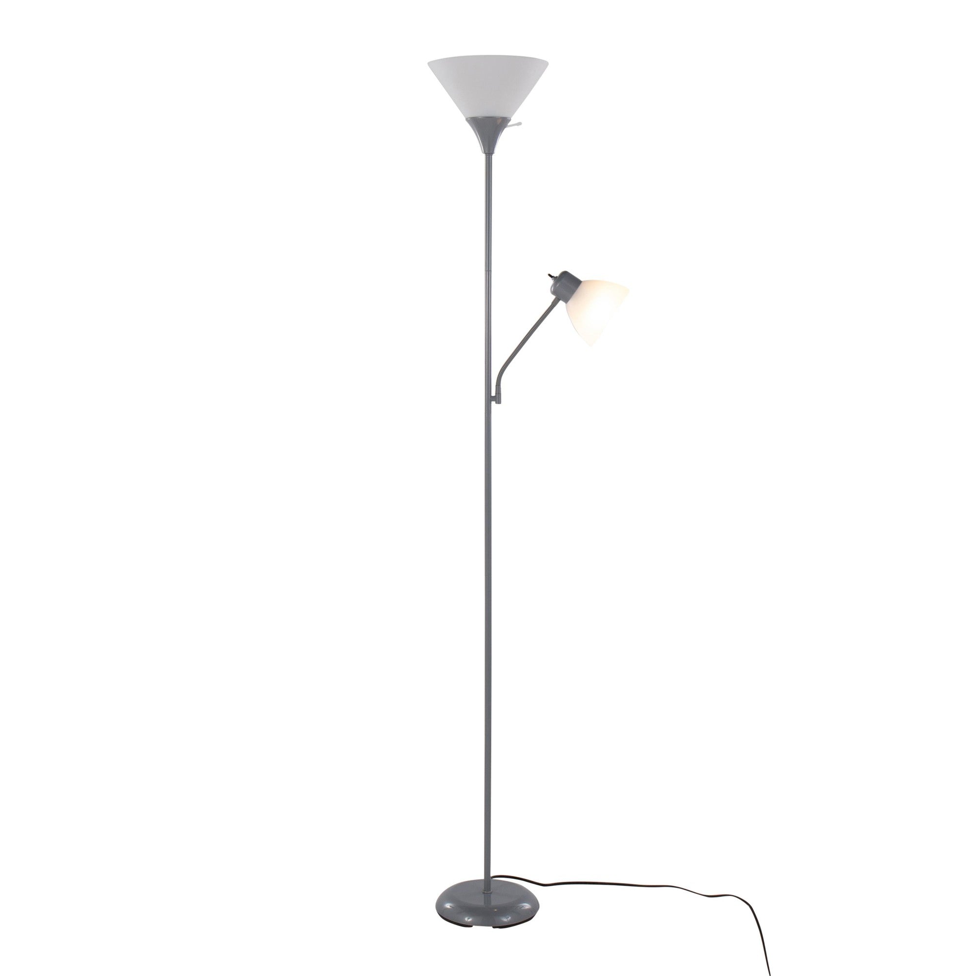Dual Pix 72" Metal Floor Lamp - Silver Metal, Frosted White Plastic