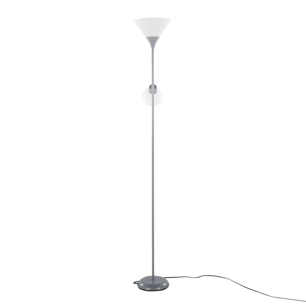 Dual Pix 72" Metal Floor Lamp - Silver Metal, Frosted White Plastic