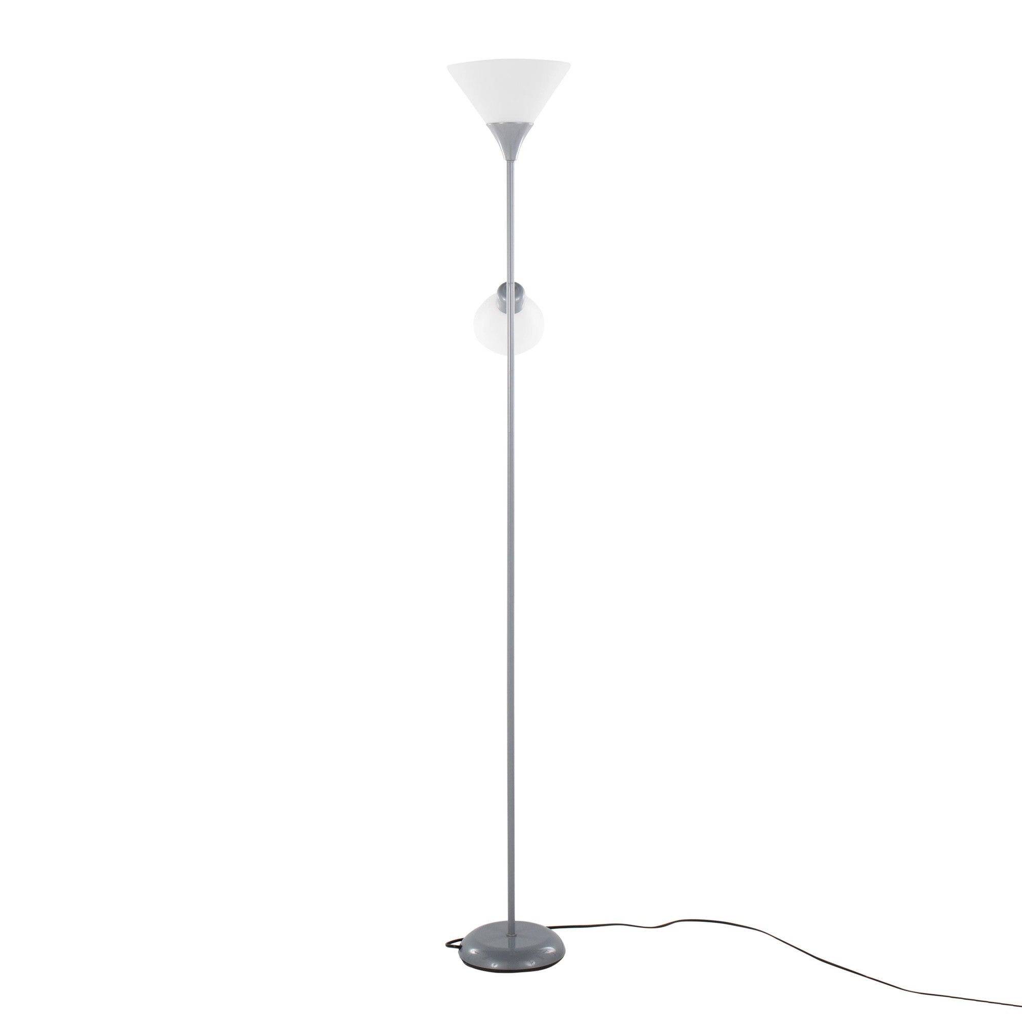 Dual Pix 72" Metal Floor Lamp - Silver Metal, Frosted White Plastic