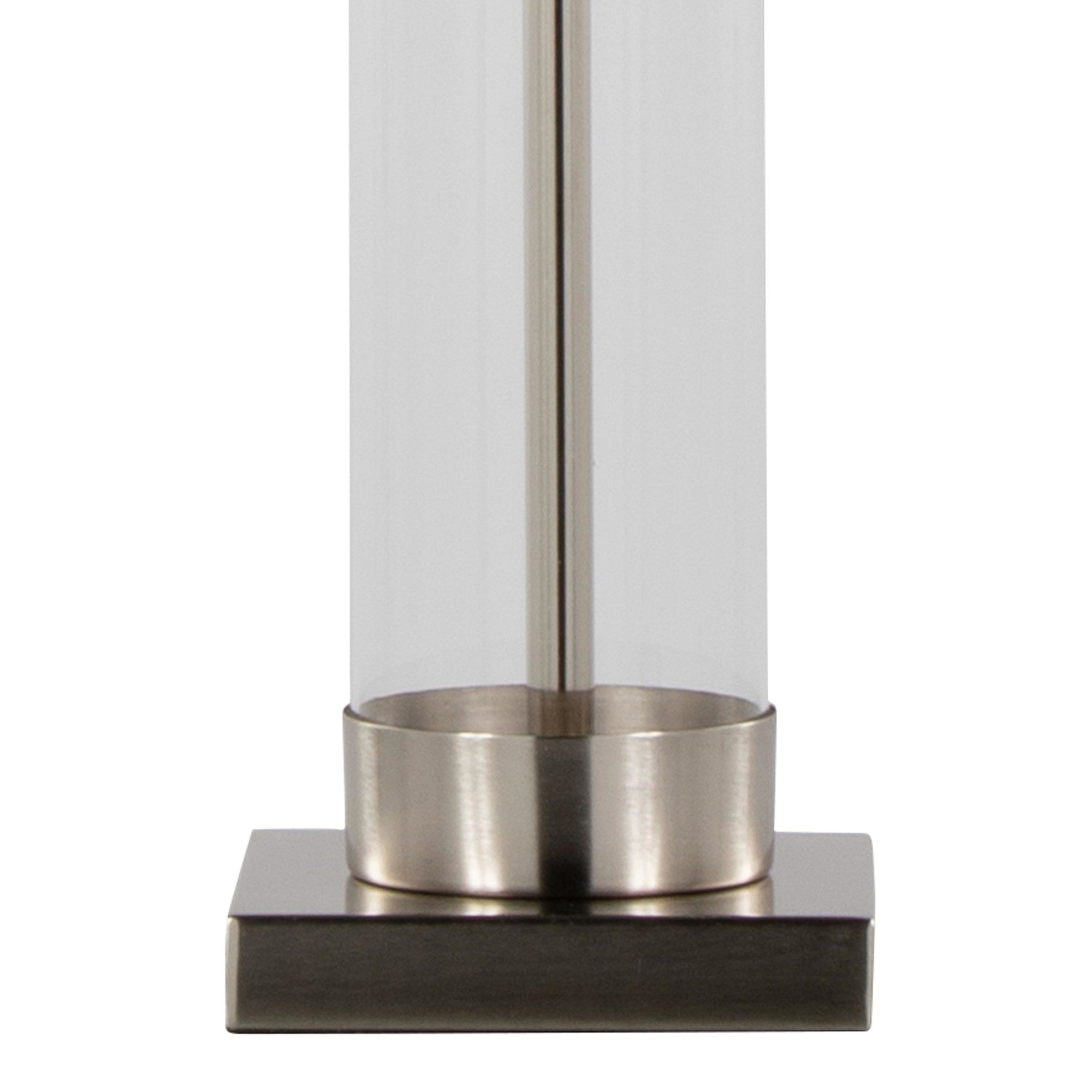 Glacier 30" Glass Table Lamp - Set of 2 - Clear Glass, Brushed Nickel, White Linen