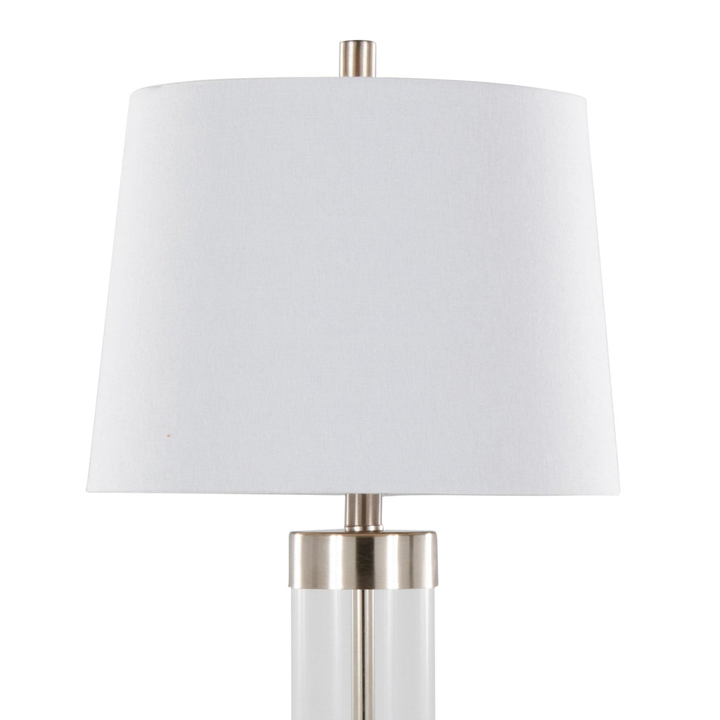 Glacier 30" Glass Table Lamp - Set of 2 - Clear Glass, Brushed Nickel, White Linen