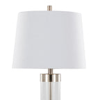 Glacier 30" Glass Table Lamp - Set of 2 - Clear Glass, Brushed Nickel, White Linen