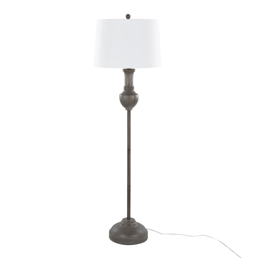 Griffin 61" Polyresin Floor Lamp - Acid Griffin Wood Poly, White Linen