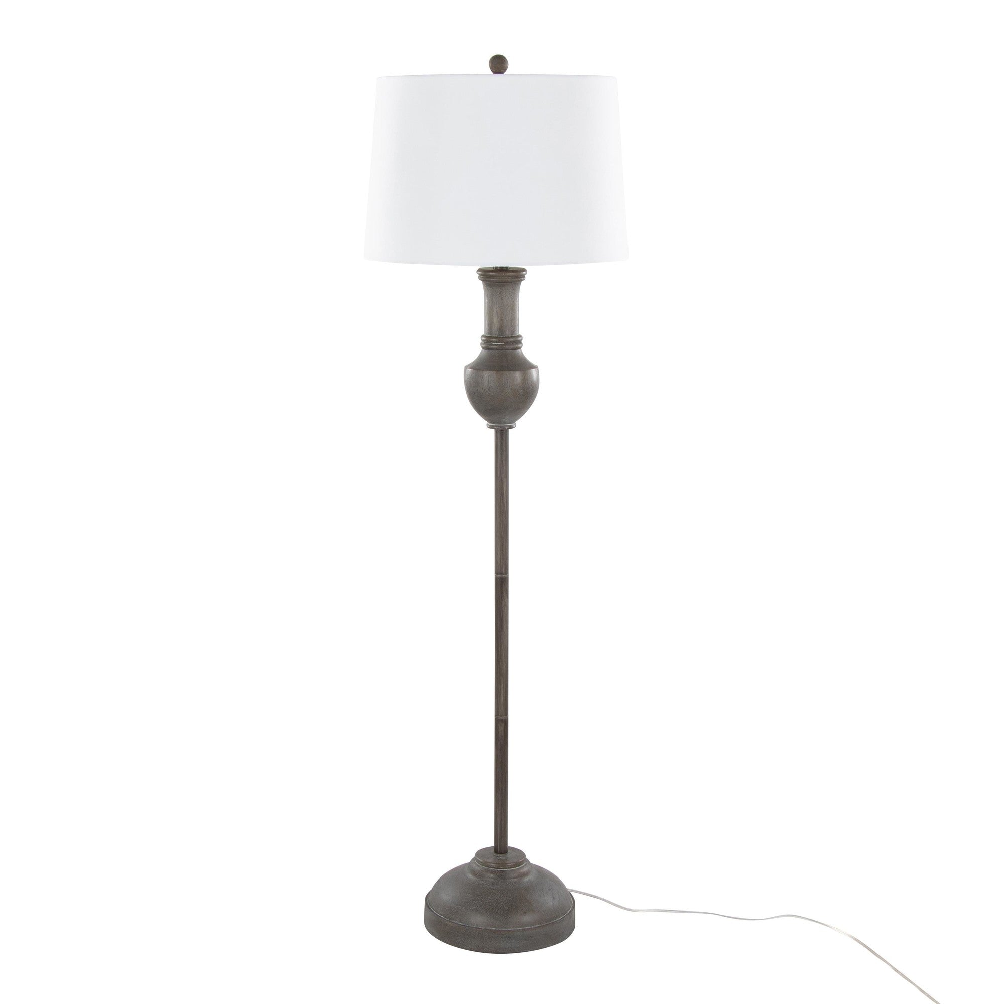 Griffin 61" Polyresin Floor Lamp - Acid Griffin Wood Poly, White Linen