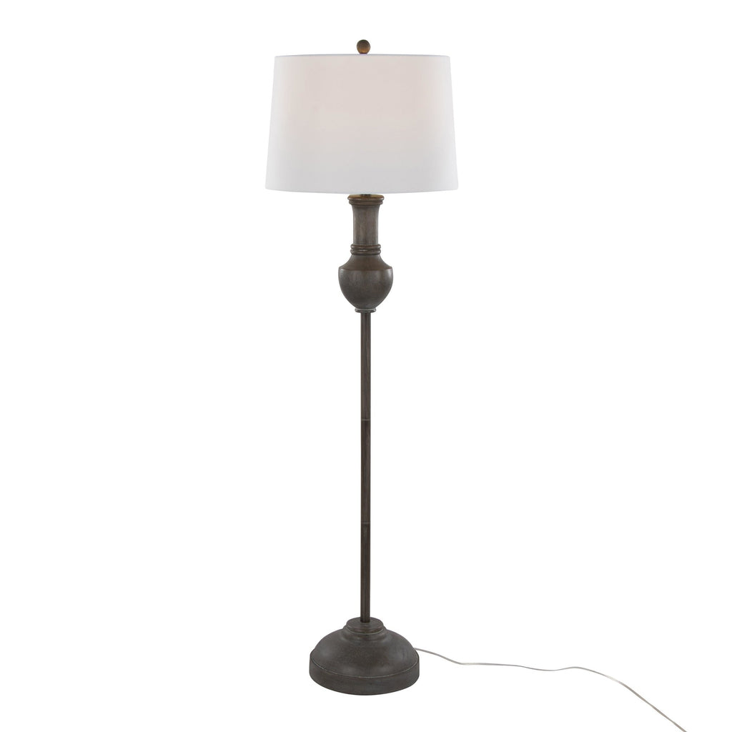 Griffin 61" Polyresin Floor Lamp - Acid Griffin Wood Poly, White Linen