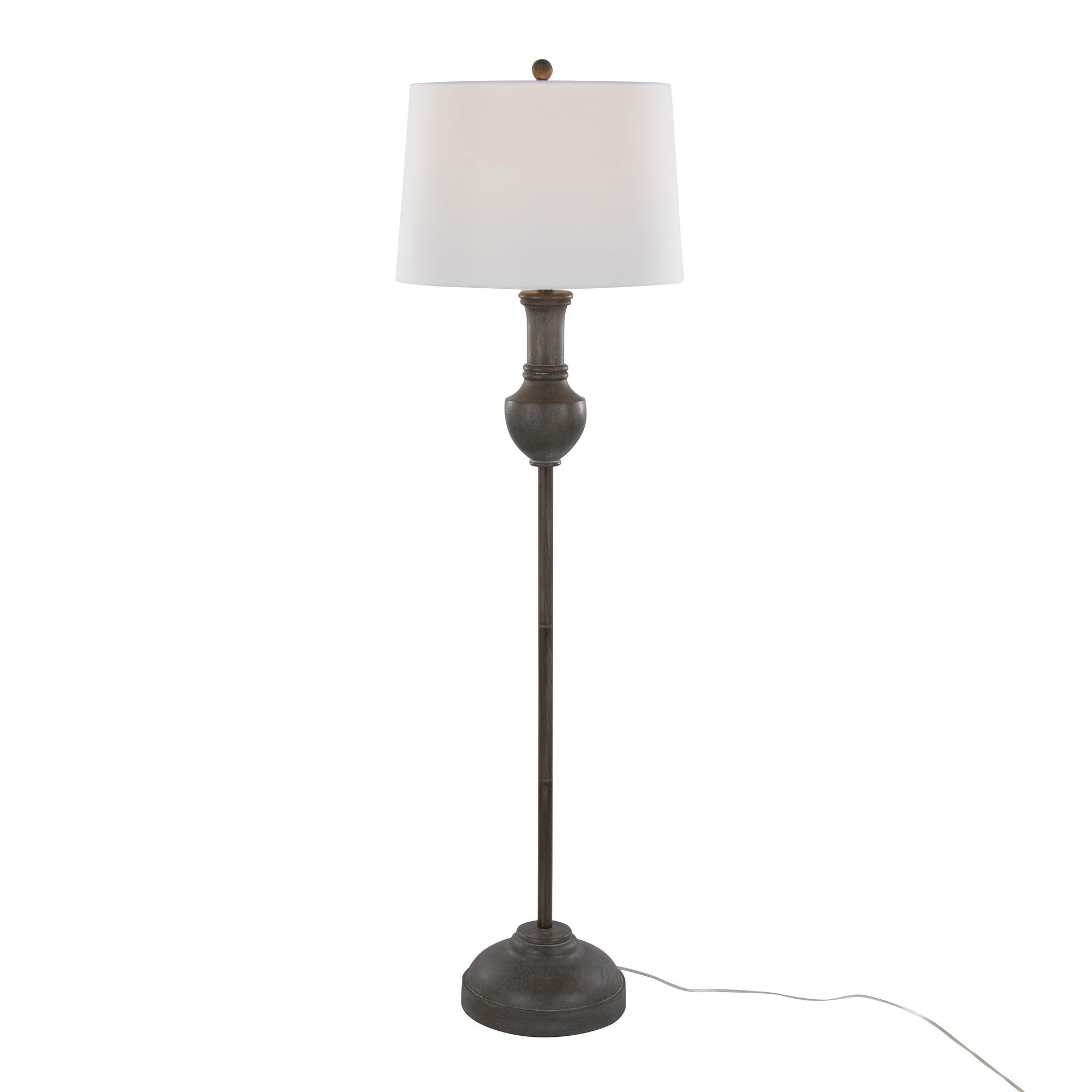 Griffin 61" Polyresin Floor Lamp - Acid Griffin Wood Poly, White Linen