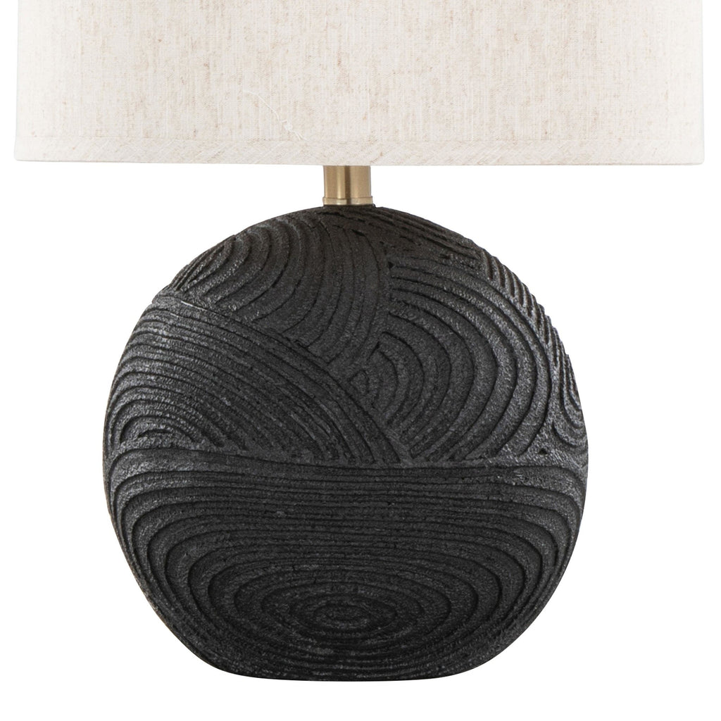 Kona 23" Polyresin Table Lamp - Set of 2 - Matte Black Polyresin, Modern Brass, Natural Linen