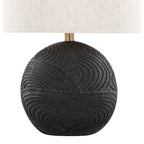 Kona 23" Polyresin Table Lamp - Set of 2 - Matte Black Polyresin, Modern Brass, Natural Linen