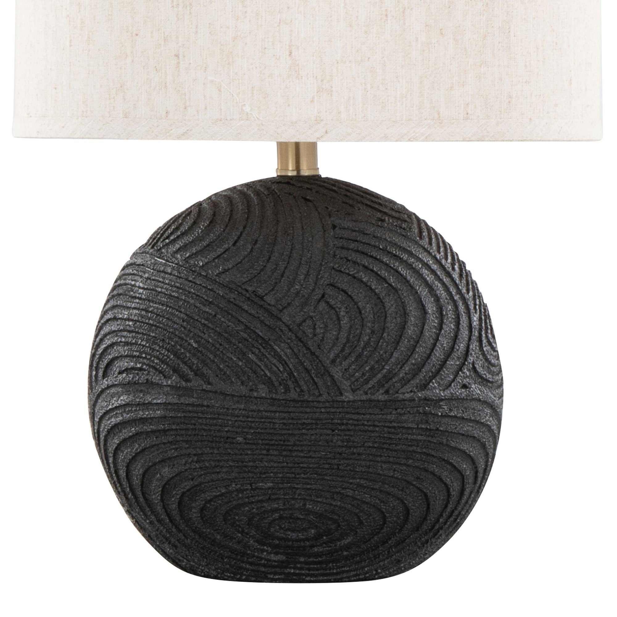 Kona 23" Polyresin Table Lamp - Set of 2 - Matte Black Polyresin, Modern Brass, Natural Linen