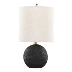 Kona 23" Polyresin Table Lamp - Set of 2 - Matte Black Polyresin, Modern Brass, Natural Linen