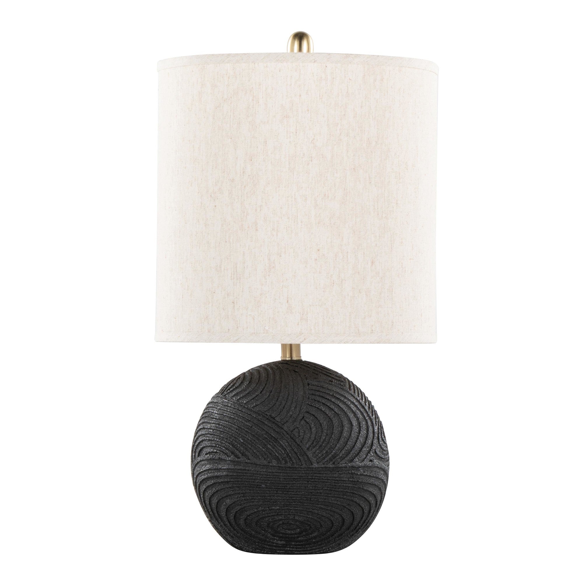 Kona 23" Polyresin Table Lamp - Set of 2 - Matte Black Polyresin, Modern Brass, Natural Linen