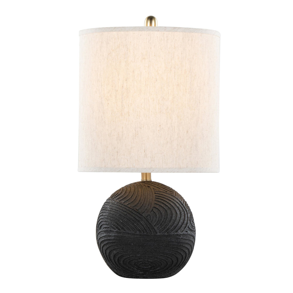Kona 23" Polyresin Table Lamp - Set of 2 - Matte Black Polyresin, Modern Brass, Natural Linen