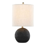 Kona 23" Polyresin Table Lamp - Set of 2 - Matte Black Polyresin, Modern Brass, Natural Linen