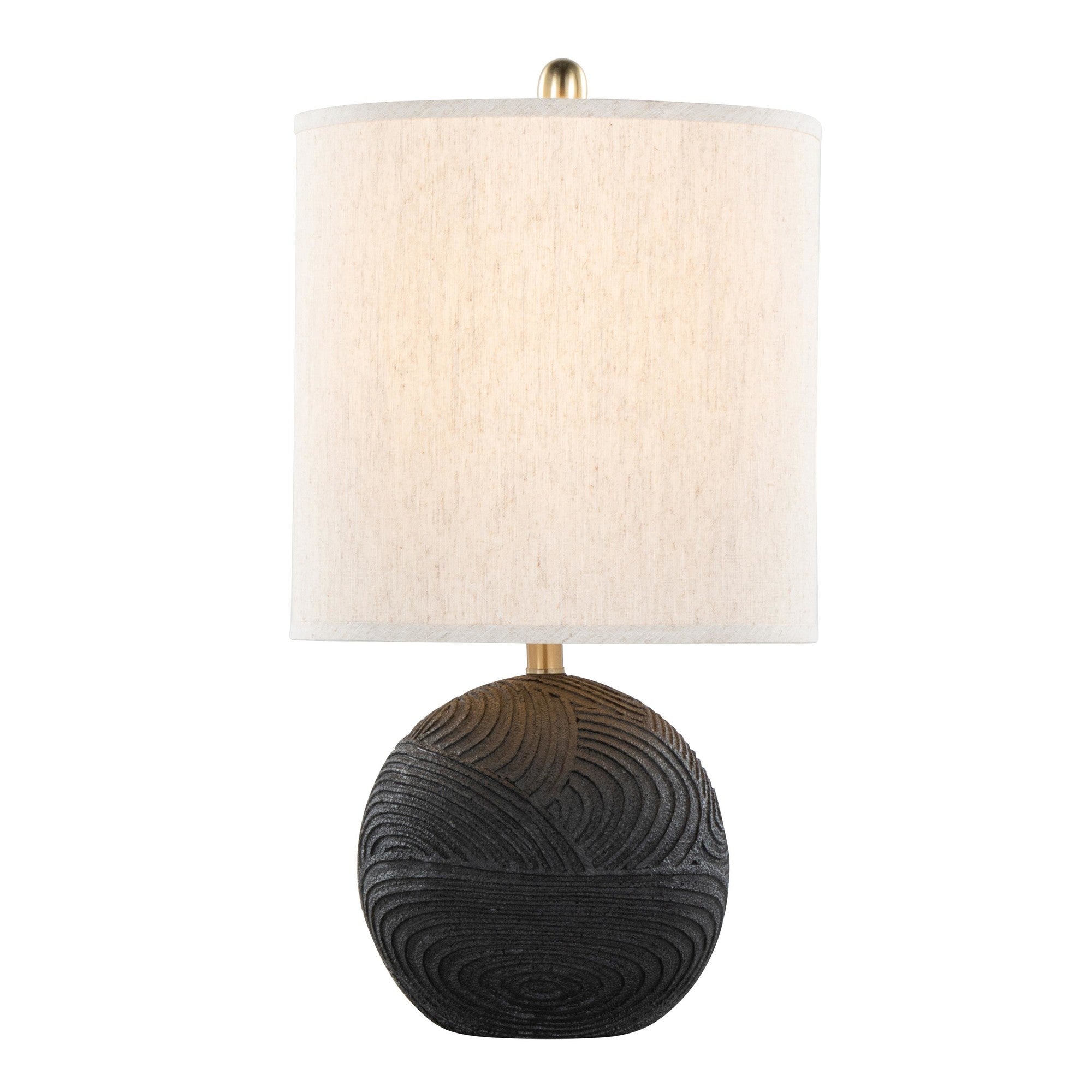 Kona 23" Polyresin Table Lamp - Set of 2 - Matte Black Polyresin, Modern Brass, Natural Linen