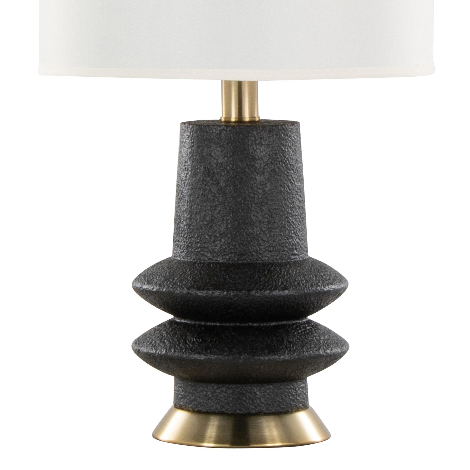 Lloyd 26" Polyresin Table Lamp  - Set of 2 - Sanded Matte Black Polyresin, Modern Brass, White Linen