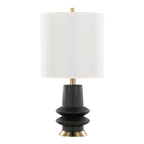 Lloyd 26" Polyresin Table Lamp  - Set of 2 - Sanded Matte Black Polyresin, Modern Brass, White Linen
