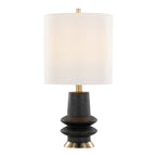 Lloyd 26" Polyresin Table Lamp  - Set of 2 - Sanded Matte Black Polyresin, Modern Brass, White Linen