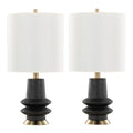 Lloyd 26" Polyresin Table Lamp  - Set of 2 - Sanded Matte Black Polyresin, Modern Brass, White Linen