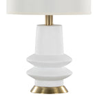 Lloyd 26" Polyresin Table Lamp  - Set of 2 - Sanded Matte White Polyresin, Modern Brass, White Linen