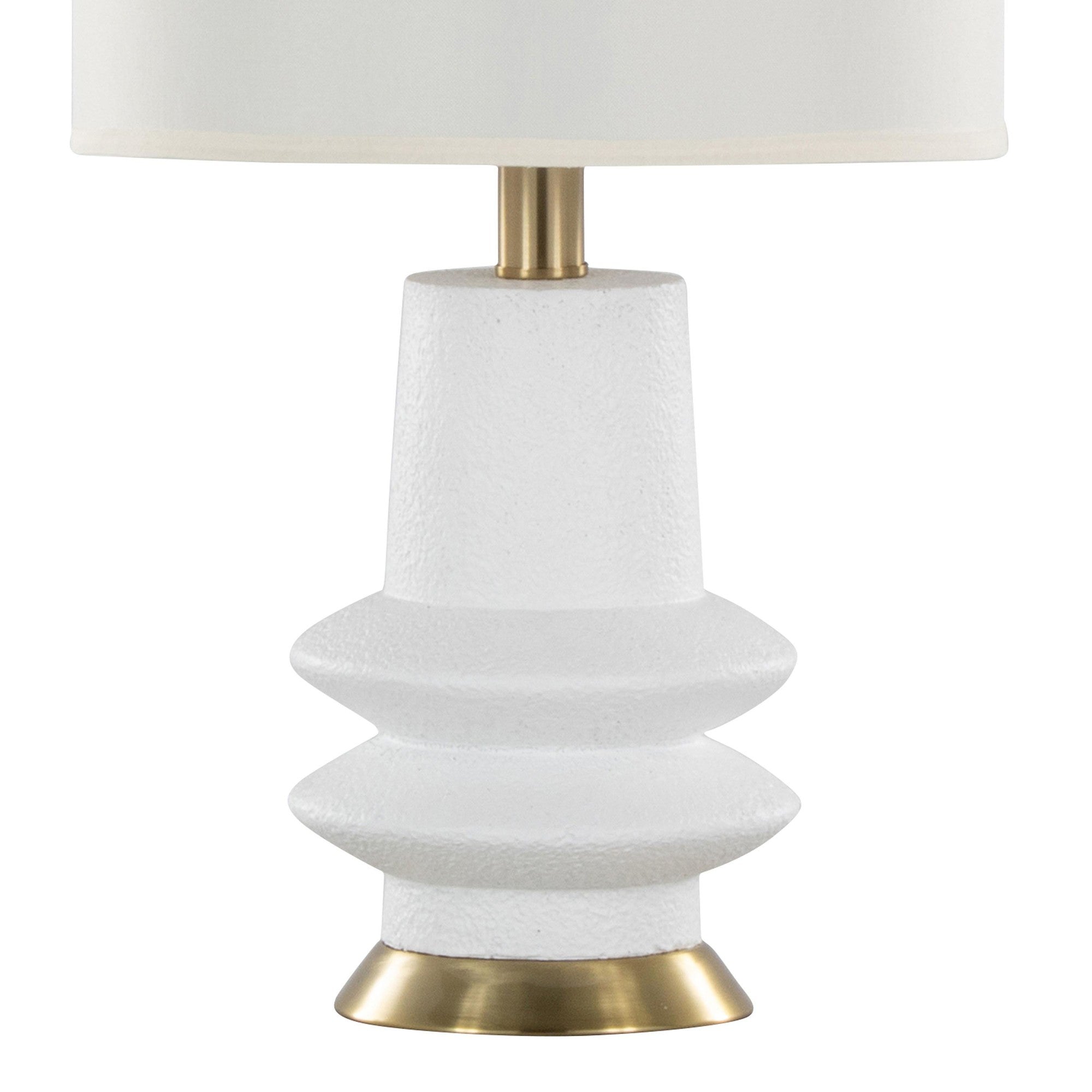Lloyd 26" Polyresin Table Lamp  - Set of 2 - Sanded Matte White Polyresin, Modern Brass, White Linen