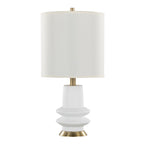 Lloyd 26" Polyresin Table Lamp  - Set of 2 - Sanded Matte White Polyresin, Modern Brass, White Linen