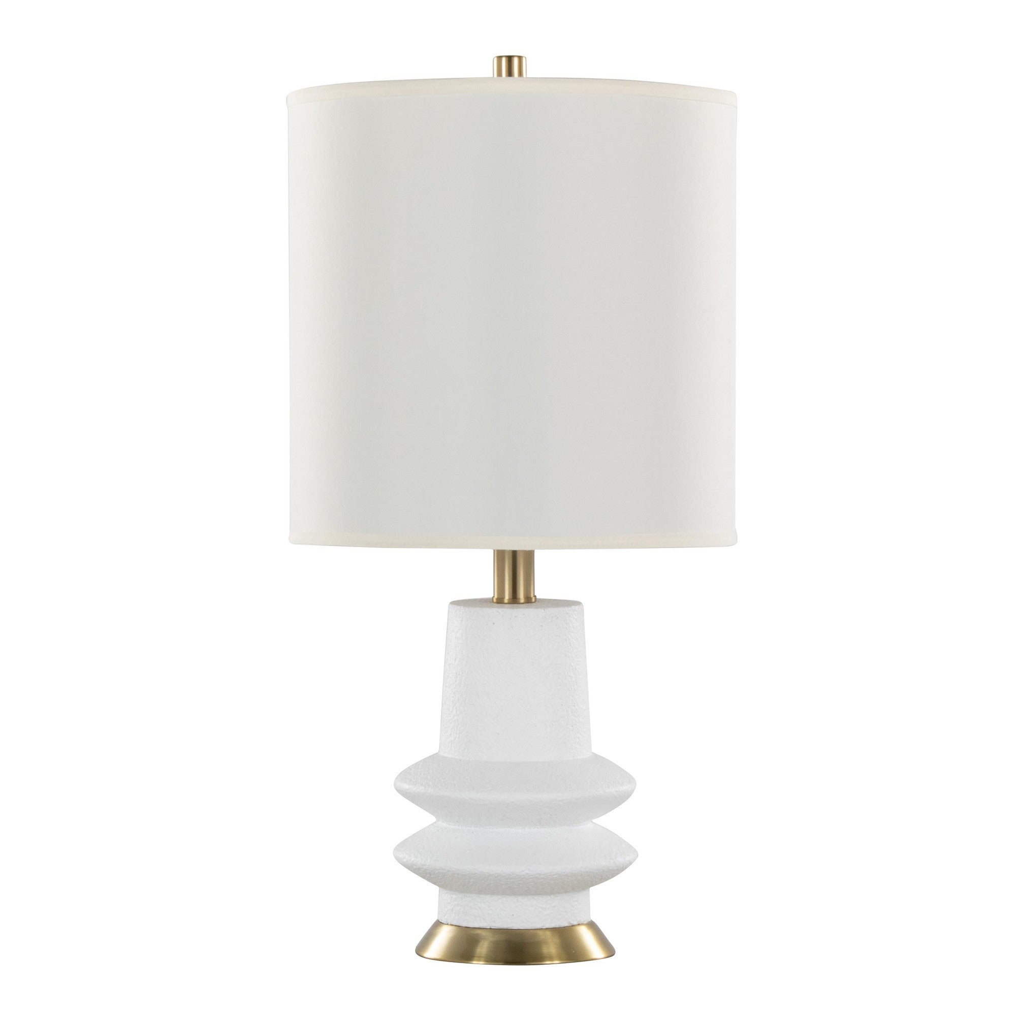 Lloyd 26" Polyresin Table Lamp  - Set of 2 - Sanded Matte White Polyresin, Modern Brass, White Linen