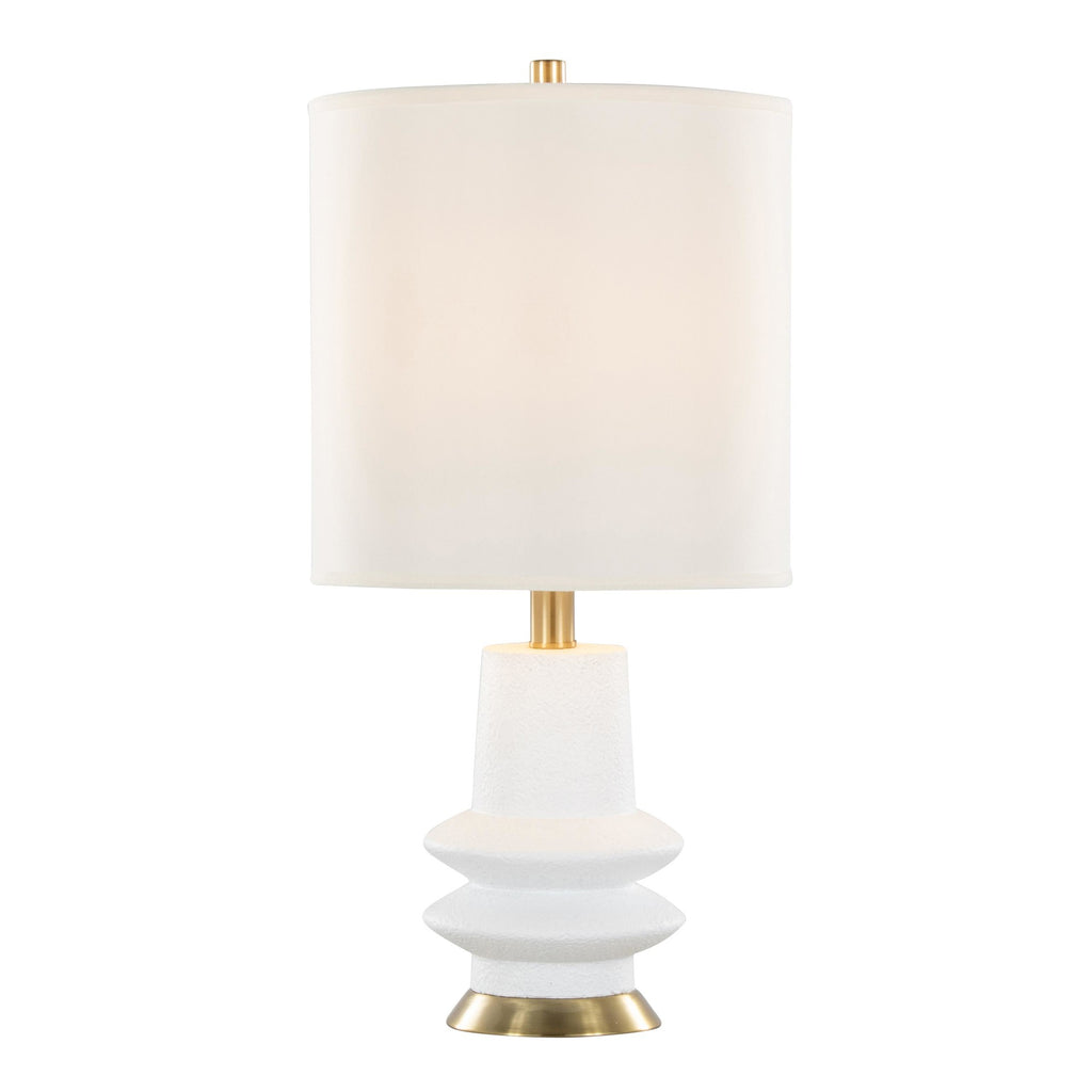 Lloyd 26" Polyresin Table Lamp  - Set of 2 - Sanded Matte White Polyresin, Modern Brass, White Linen