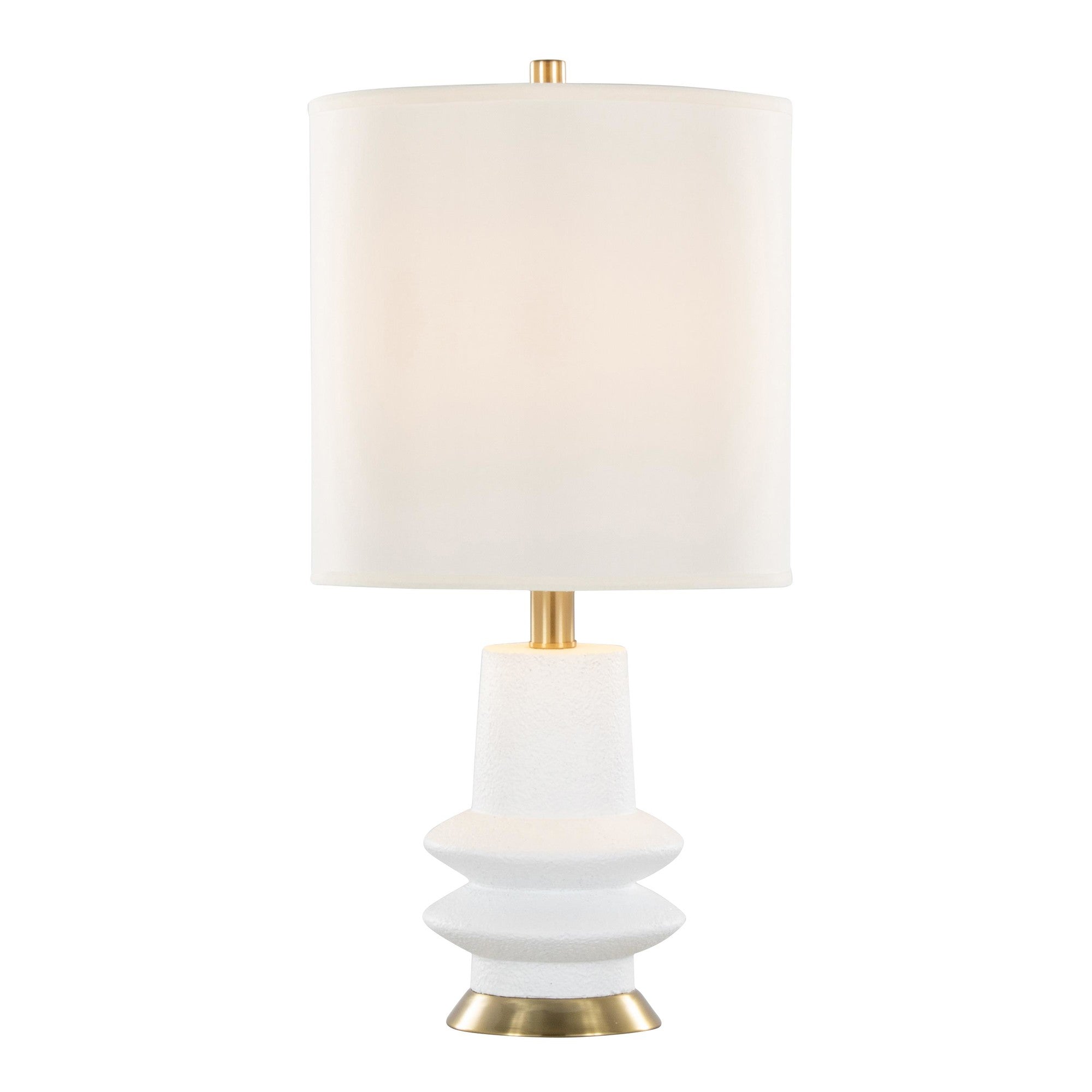 Lloyd 26" Polyresin Table Lamp  - Set of 2 - Sanded Matte White Polyresin, Modern Brass, White Linen