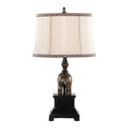 Elephant 27" Polyresin Table Lamp - Set of 2 - Bronze Polyresin, Natural Linen