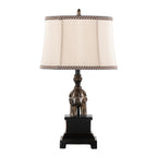 Elephant 27" Polyresin Table Lamp - Set of 2 - Bronze Polyresin, Natural Linen