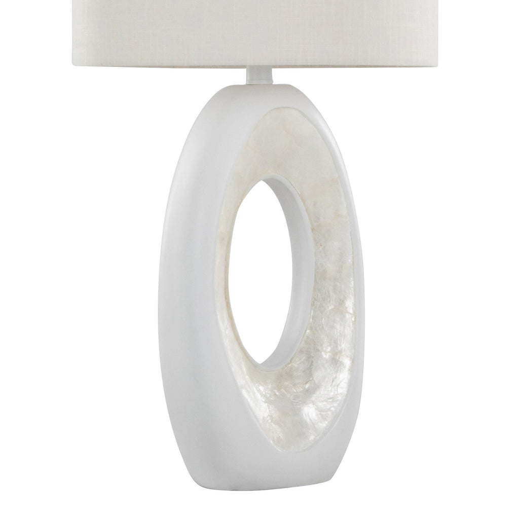 Pearl 29" Polyresin Table Lamp - Set of 2 - Matte White Polyresin, Natural Shell, White Linen