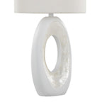 Pearl 29" Polyresin Table Lamp - Set of 2 - Matte White Polyresin, Natural Shell, White Linen