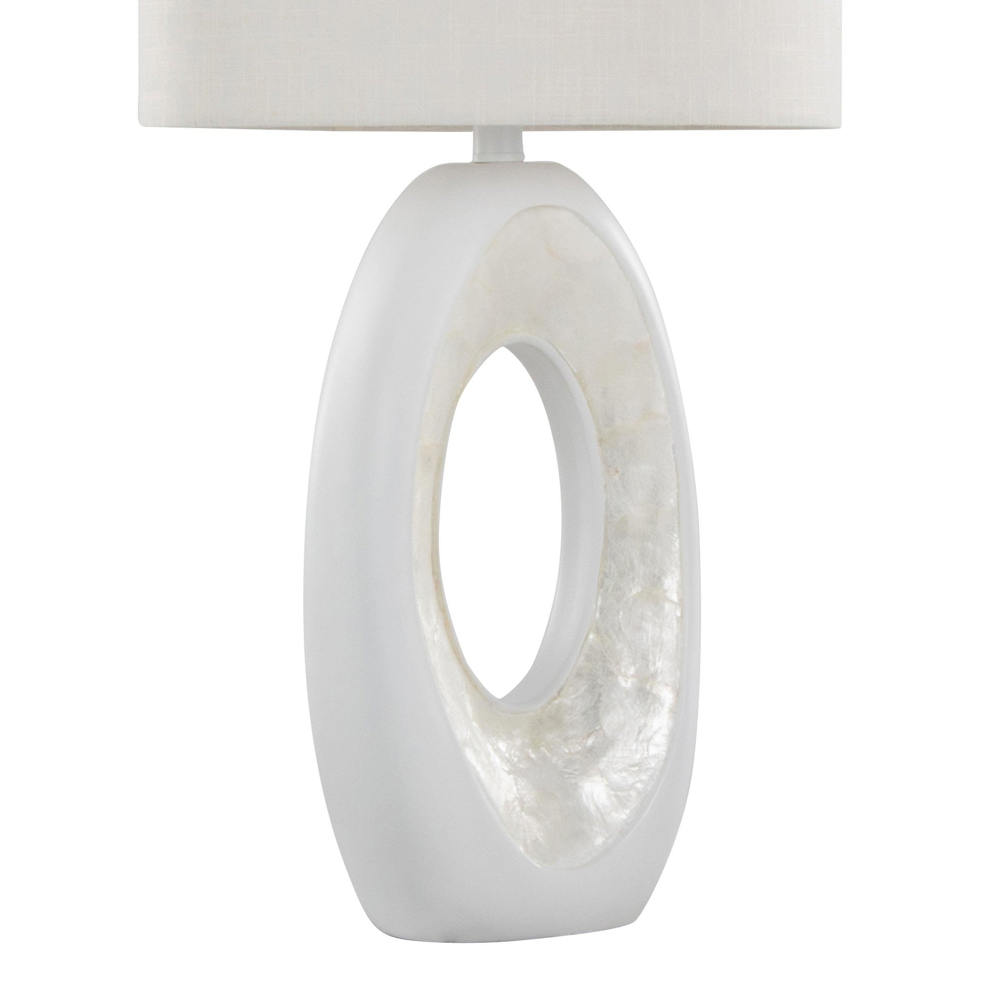 Pearl 29" Polyresin Table Lamp - Set of 2 - Matte White Polyresin, Natural Shell, White Linen