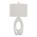 Pearl 29" Polyresin Table Lamp - Set of 2 - Matte White Polyresin, Natural Shell, White Linen