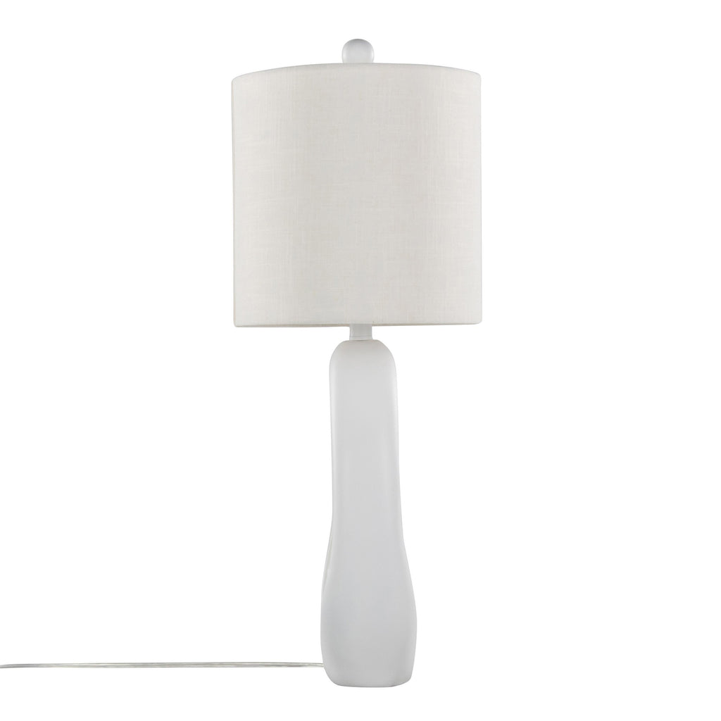 Pearl 29" Polyresin Table Lamp - Set of 2 - Matte White Polyresin, Natural Shell, White Linen