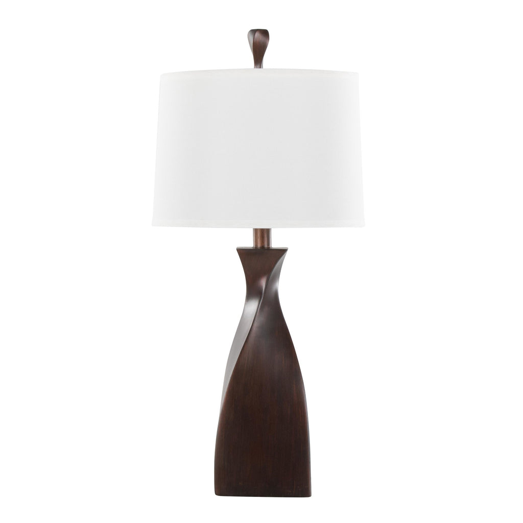 Curvo 30" Polyresin Table Lamp - Set of 2 - Copper Bronze Polyresin, Natural Linen