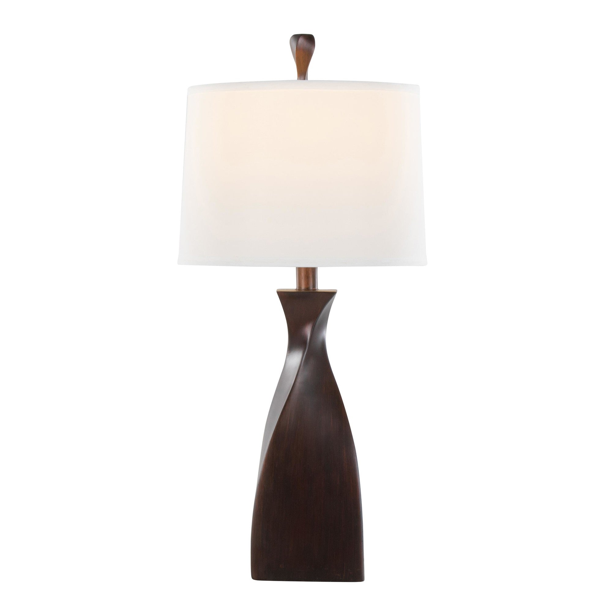 Curvo 30" Polyresin Table Lamp - Set of 2 - Copper Bronze Polyresin, Natural Linen