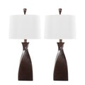 Curvo 30" Polyresin Table Lamp - Set of 2 - Copper Bronze Polyresin, Natural Linen