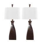 Curvo 30" Polyresin Table Lamp - Set of 2 - Copper Bronze Polyresin, Natural Linen