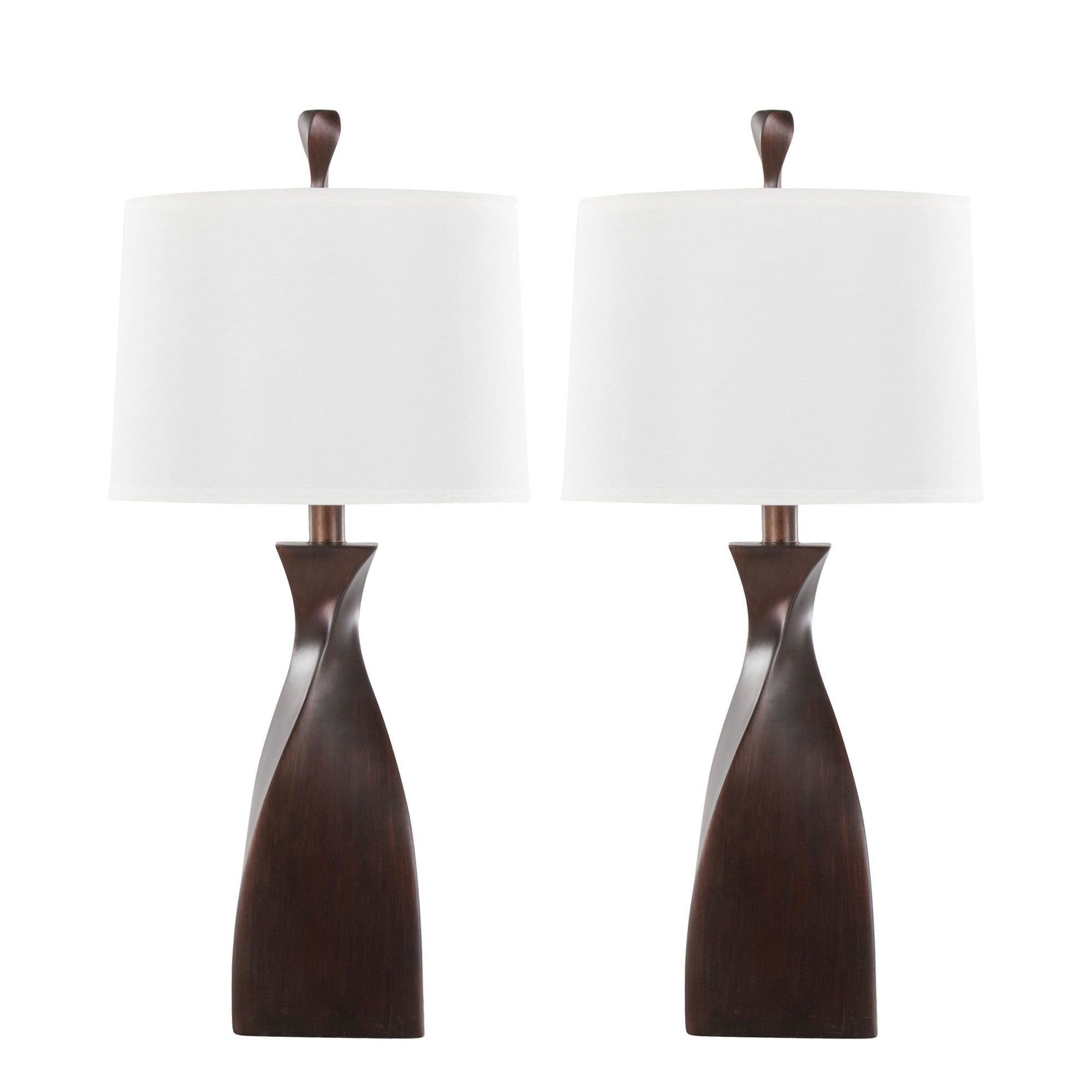 Curvo 30" Polyresin Table Lamp - Set of 2 - Copper Bronze Polyresin, Natural Linen