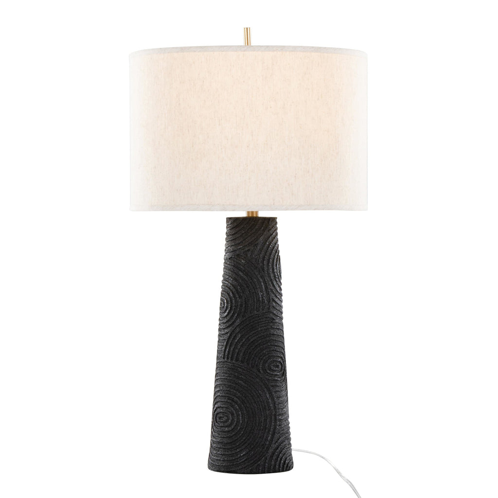 Kona 31" Polyresin Table Lamp - Set of 2 - Matte Black Polyresin, Modern Brass