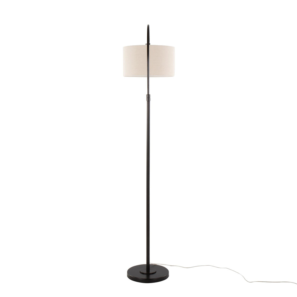 April 72" Metal Floor Lamp - Oil Bronze Metal, Natural Linen